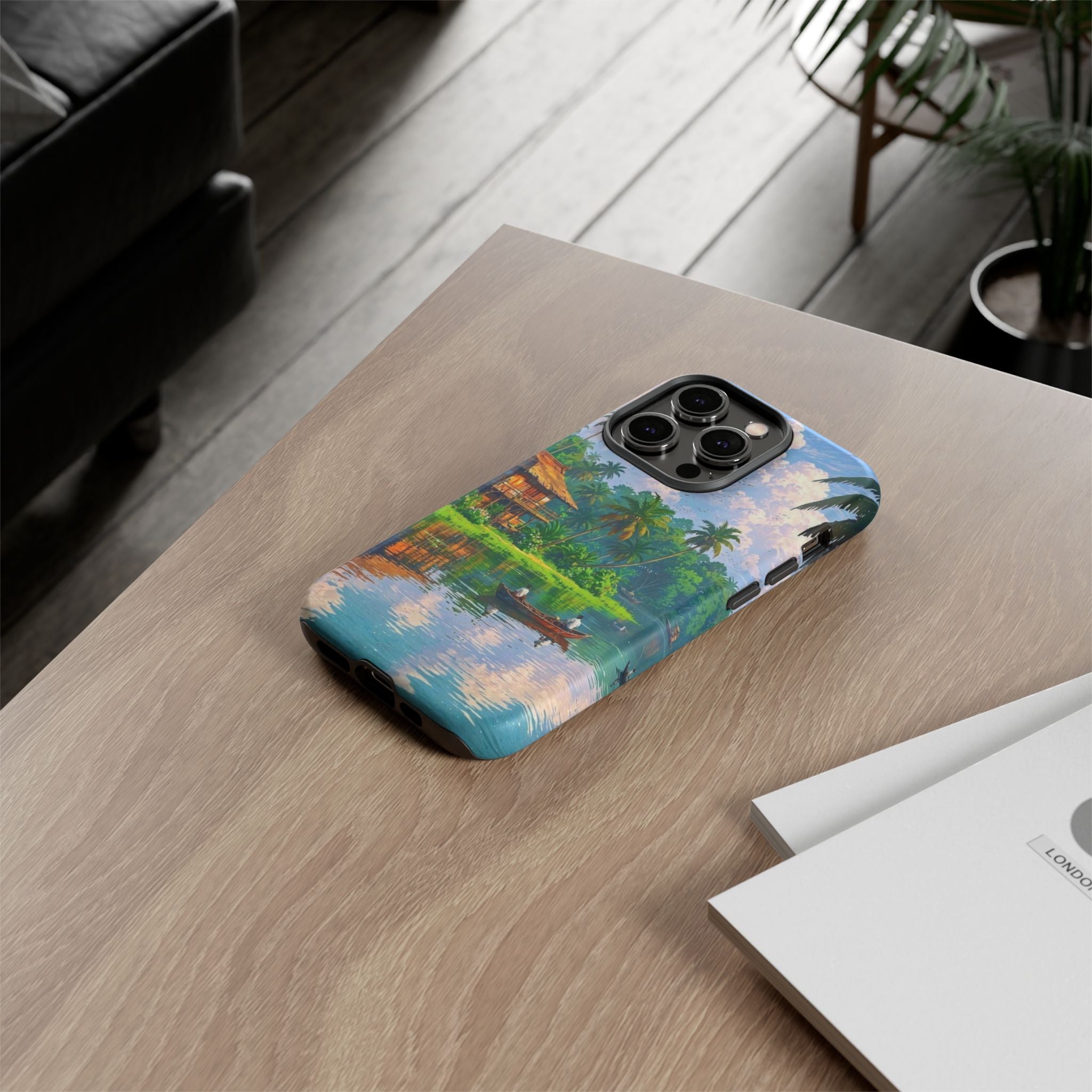 Tropical Landscape Phone Case, Nature Inspired Cover, Beach Vibe Gift, Artwork Protection Case, Summer Essentials Iphone and Samsung Cases