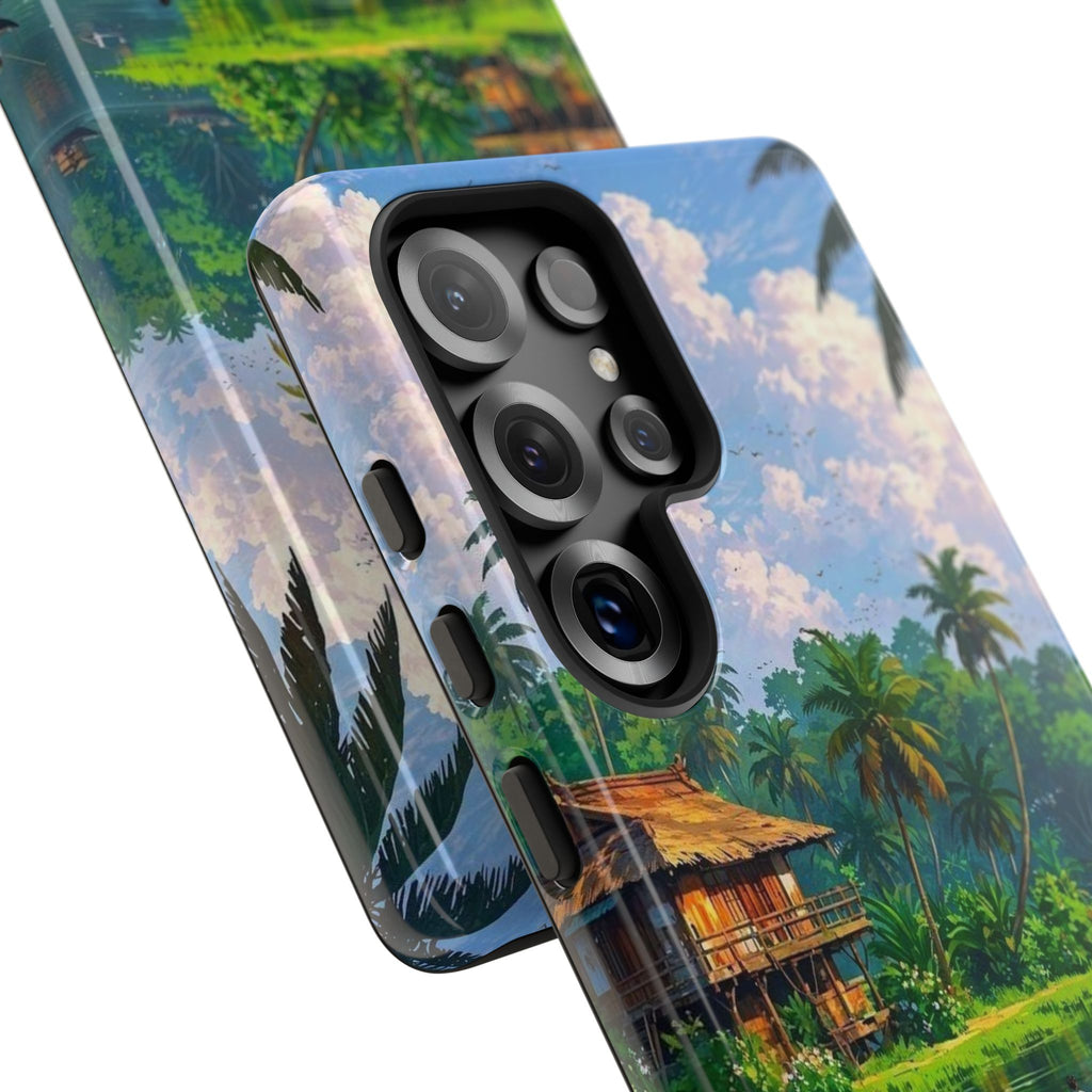 Tropical Landscape Phone Case, Nature Inspired Cover, Beach Vibe Gift, Artwork Protection Case, Summer Essentials Iphone and Samsung Cases