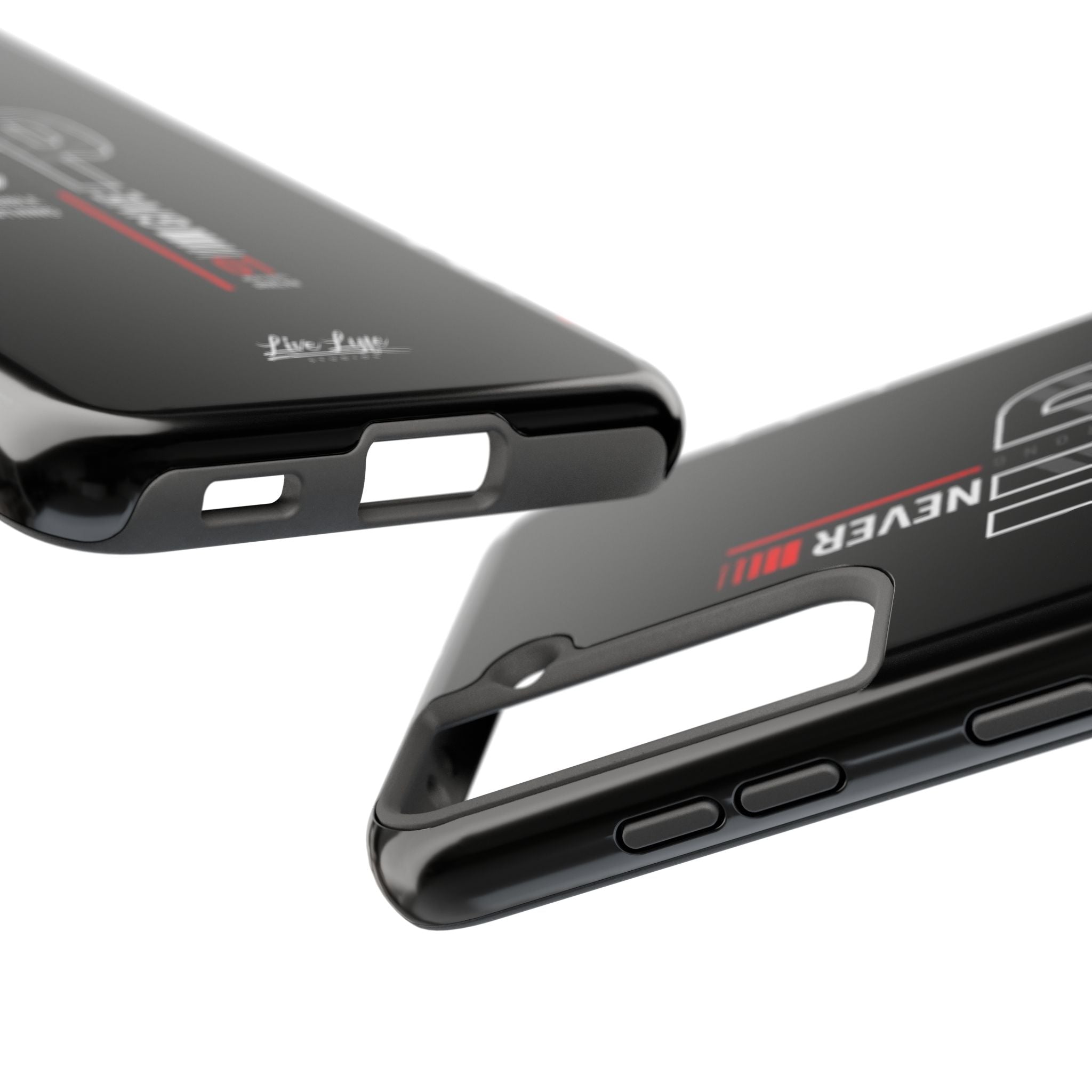 Never Give Up Motivational Phone Case – Sleek Black Inspirational Cover