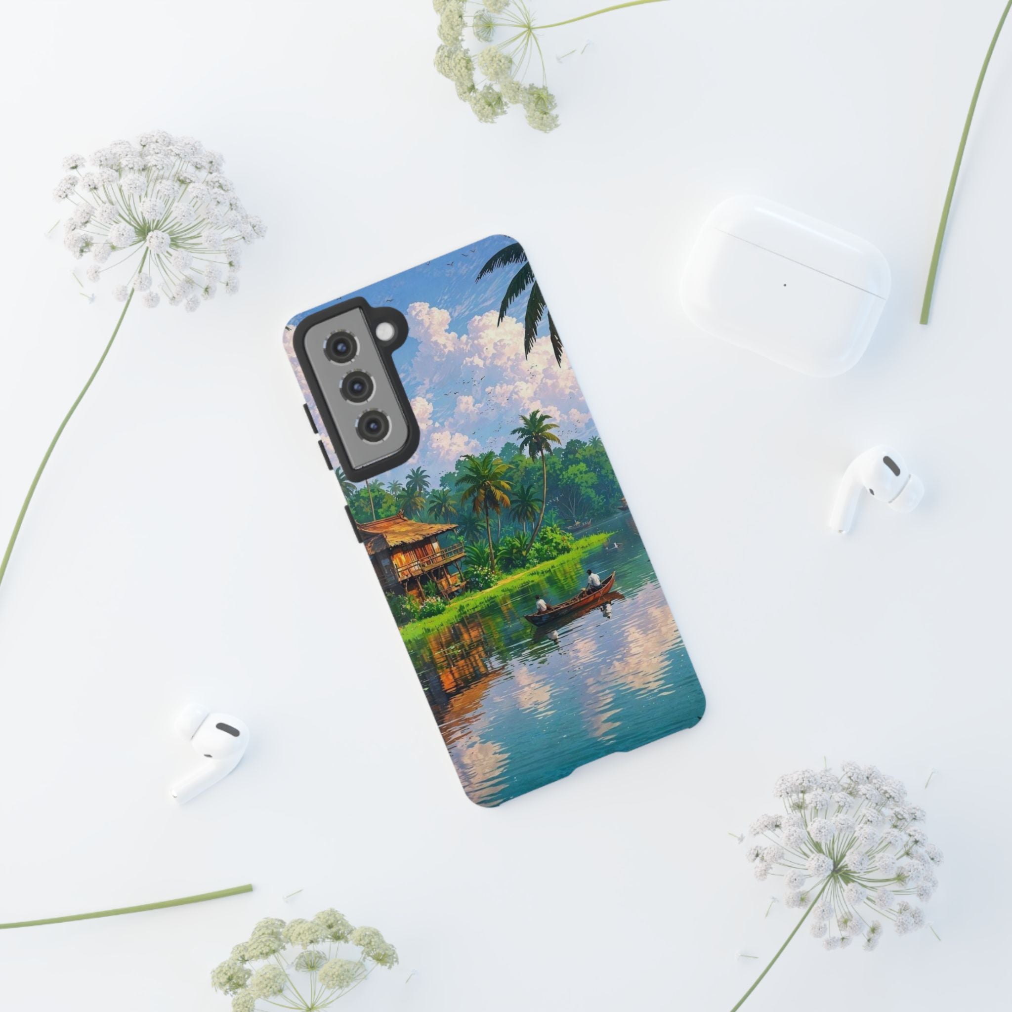 Tropical Landscape Phone Case, Nature Inspired Cover, Beach Vibe Gift, Artwork Protection Case, Summer Essentials Iphone and Samsung Cases
