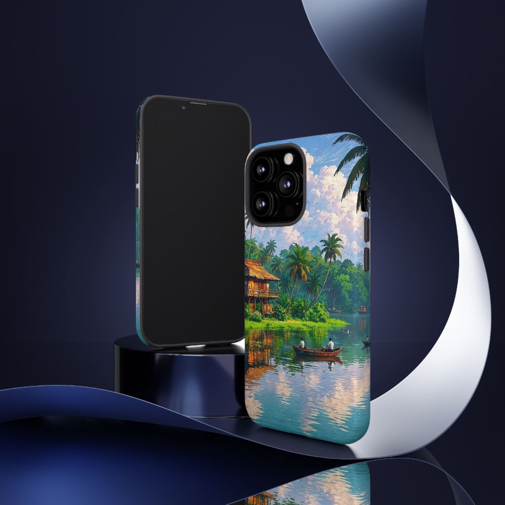 Tropical Landscape Phone Case, Nature Inspired Cover, Beach Vibe Gift, Artwork Protection Case, Summer Essentials Iphone and Samsung Cases
