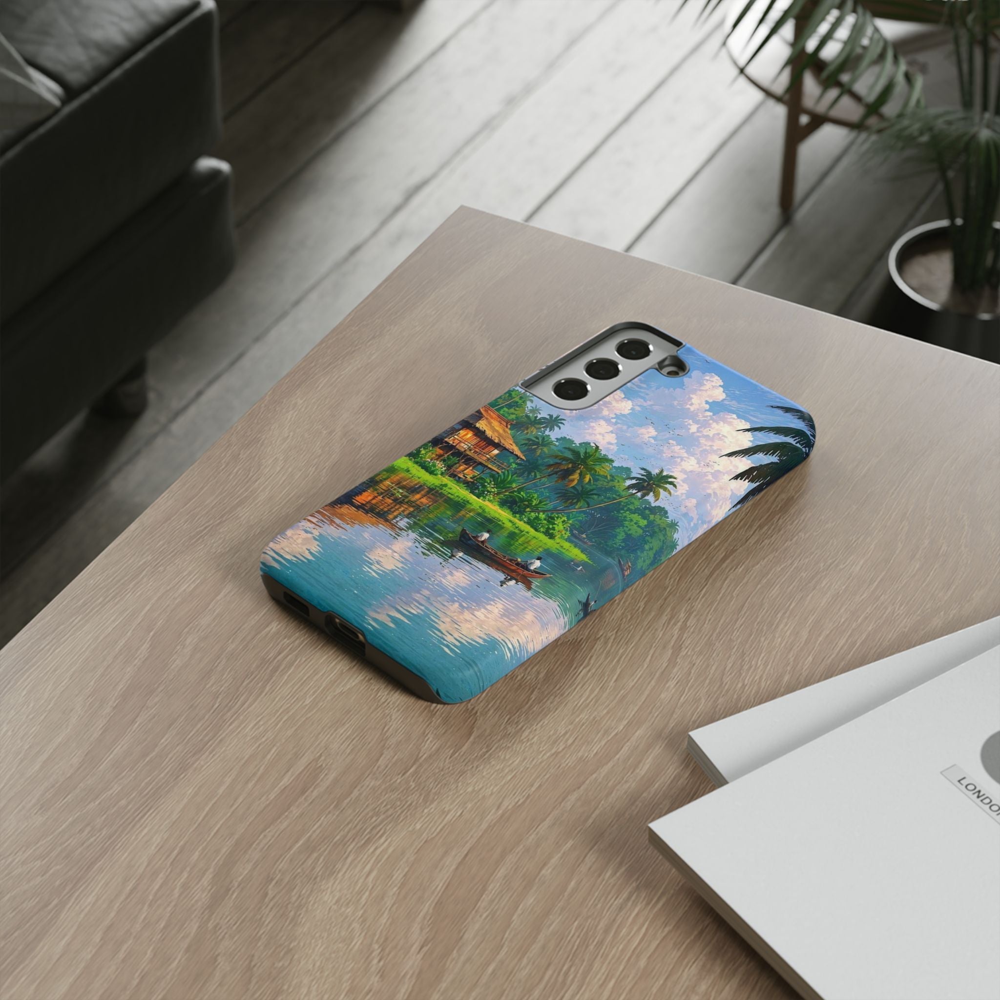 Tropical Landscape Phone Case, Nature Inspired Cover, Beach Vibe Gift, Artwork Protection Case, Summer Essentials Iphone and Samsung Cases