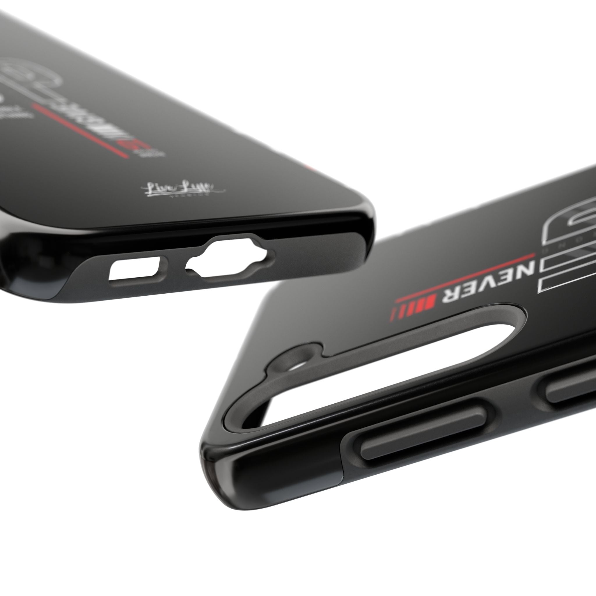 Never Give Up Motivational Phone Case – Sleek Black Inspirational Cover