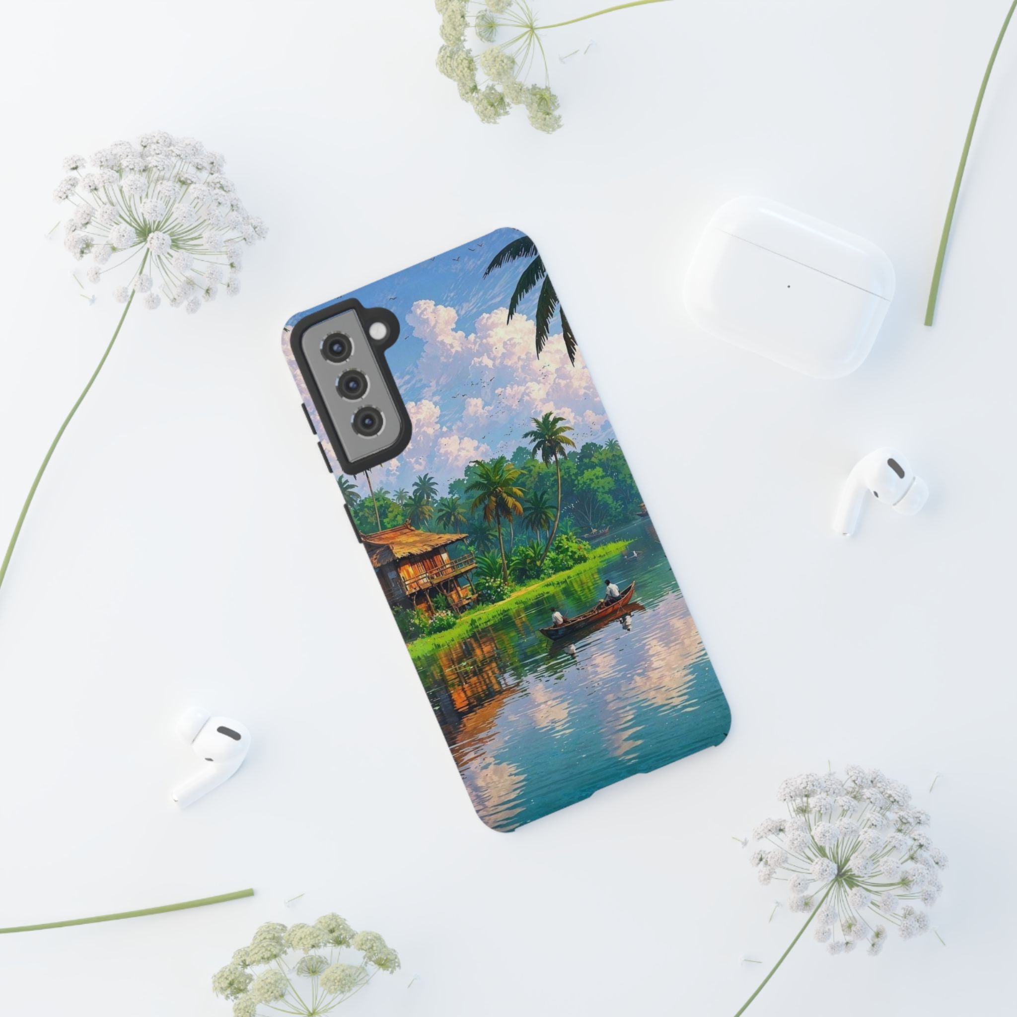 Tropical Landscape Phone Case, Nature Inspired Cover, Beach Vibe Gift, Artwork Protection Case, Summer Essentials Iphone and Samsung Cases