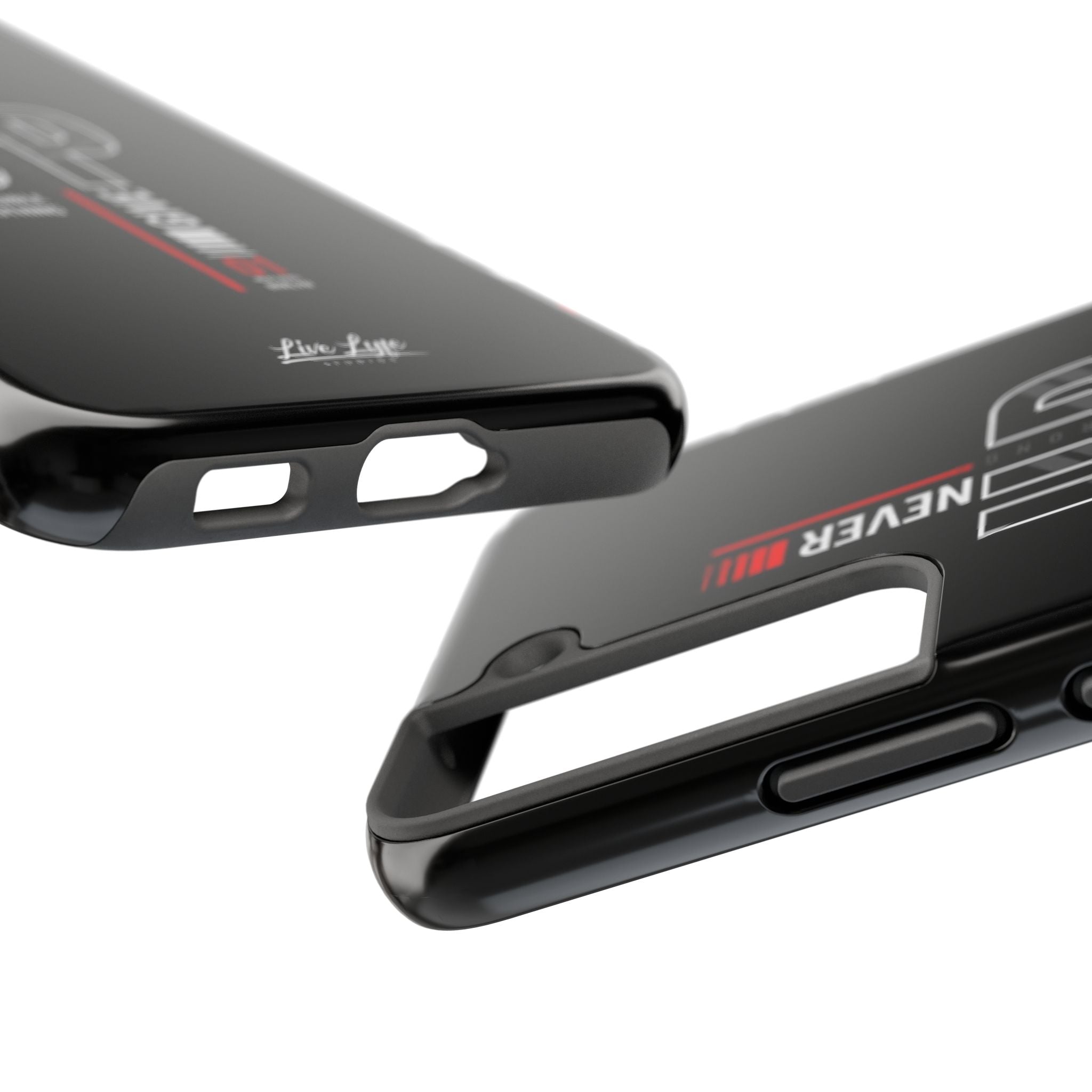 Never Give Up Motivational Phone Case – Sleek Black Inspirational Cover