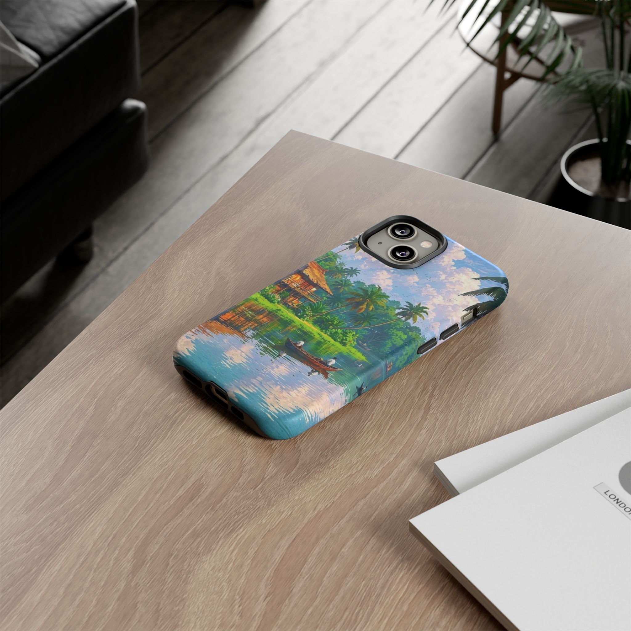 Tropical Landscape Phone Case, Nature Inspired Cover, Beach Vibe Gift, Artwork Protection Case, Summer Essentials Iphone and Samsung Cases