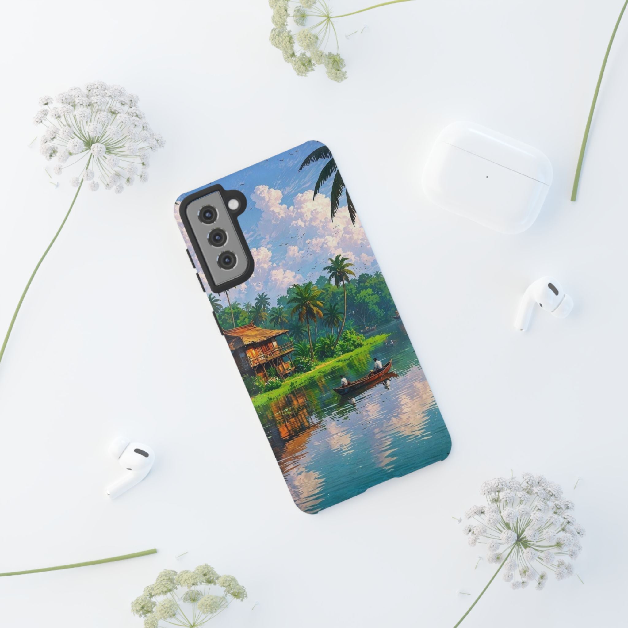 Tropical Landscape Phone Case, Nature Inspired Cover, Beach Vibe Gift, Artwork Protection Case, Summer Essentials Iphone and Samsung Cases