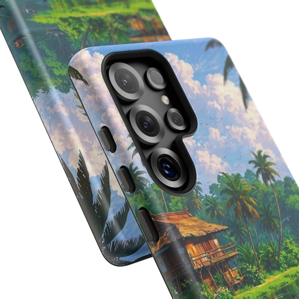 Tropical Landscape Phone Case, Nature Inspired Cover, Beach Vibe Gift, Artwork Protection Case, Summer Essentials Iphone and Samsung Cases