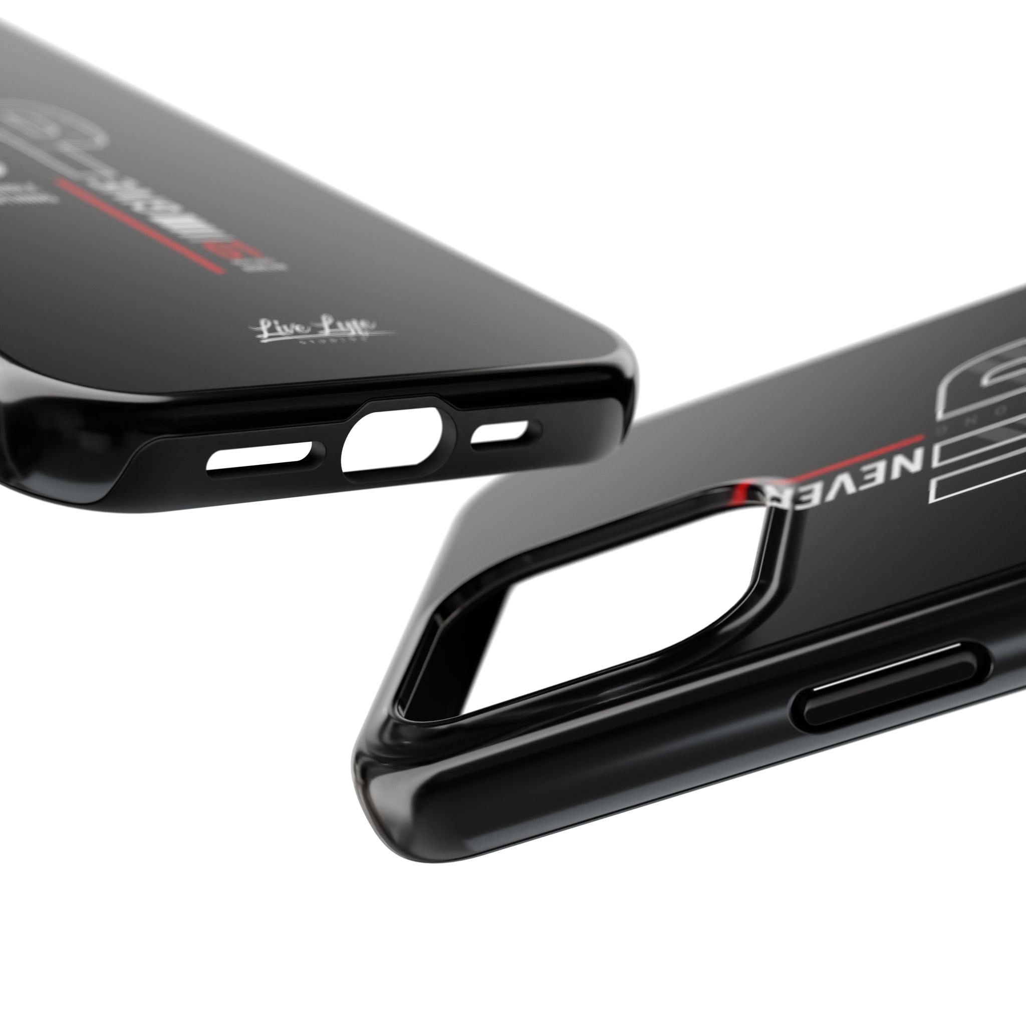 Never Give Up Motivational Phone Case – Sleek Black Inspirational Cover