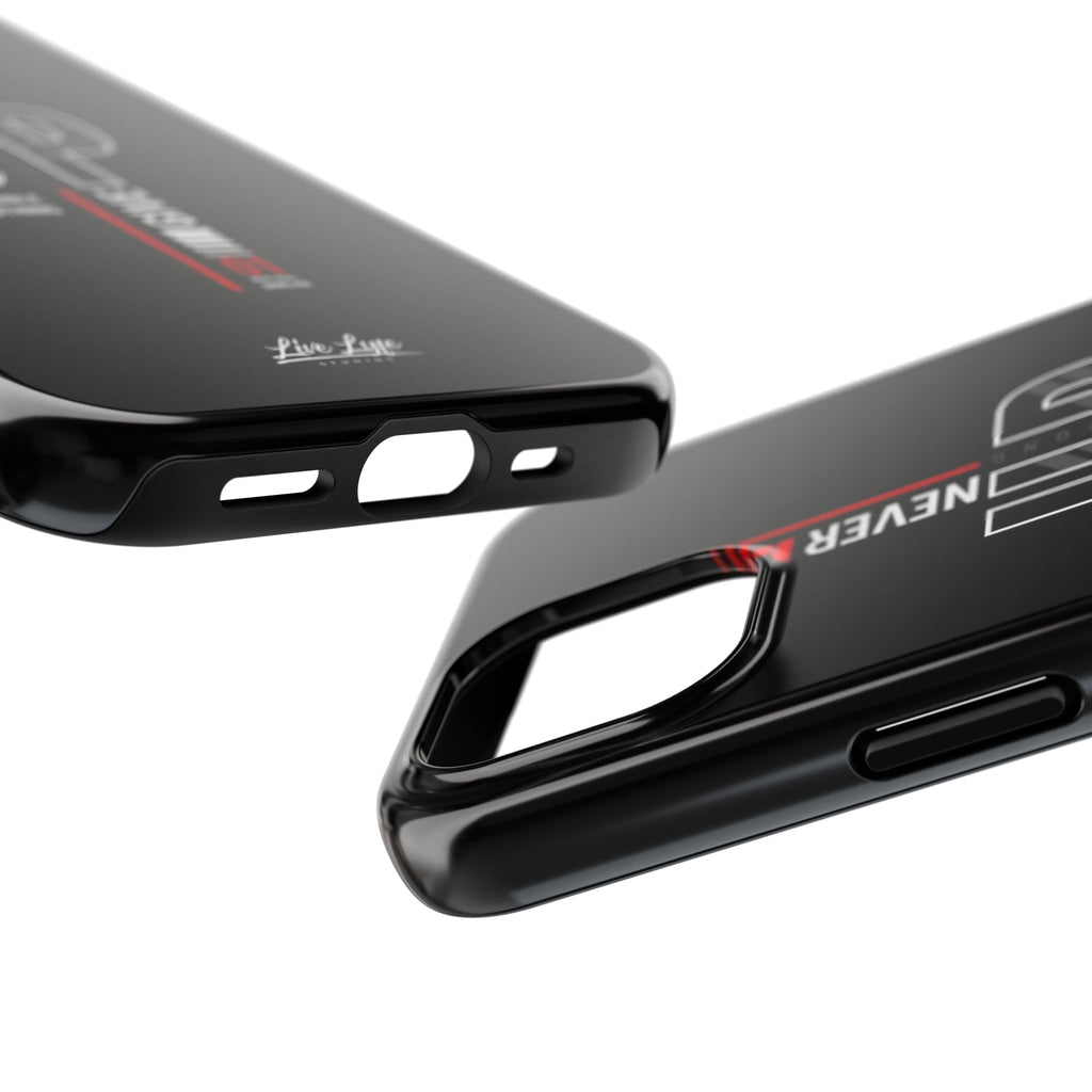 Never Give Up Motivational Phone Case – Sleek Black Inspirational Cover