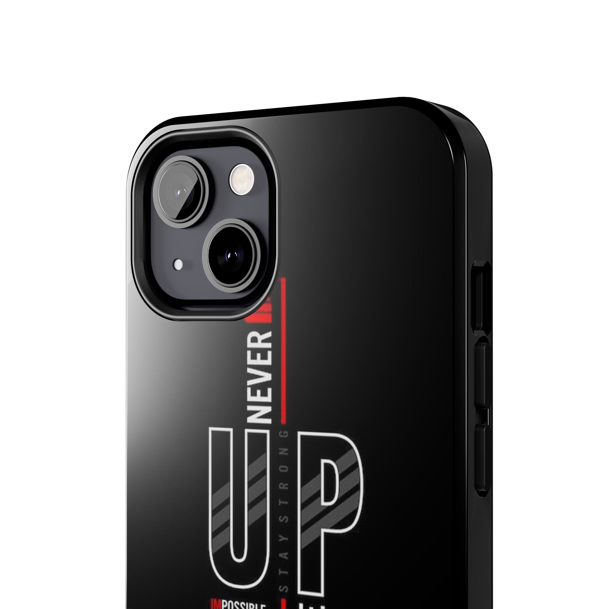 Never Give Up Motivational Phone Case – Sleek Black Inspirational Cover