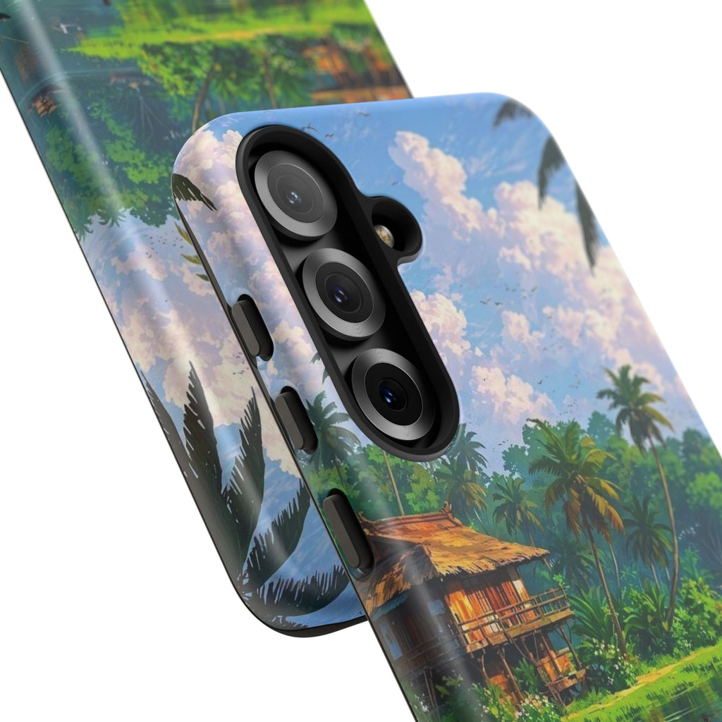 Tropical Landscape Phone Case, Nature Inspired Cover, Beach Vibe Gift, Artwork Protection Case, Summer Essentials Iphone and Samsung Cases