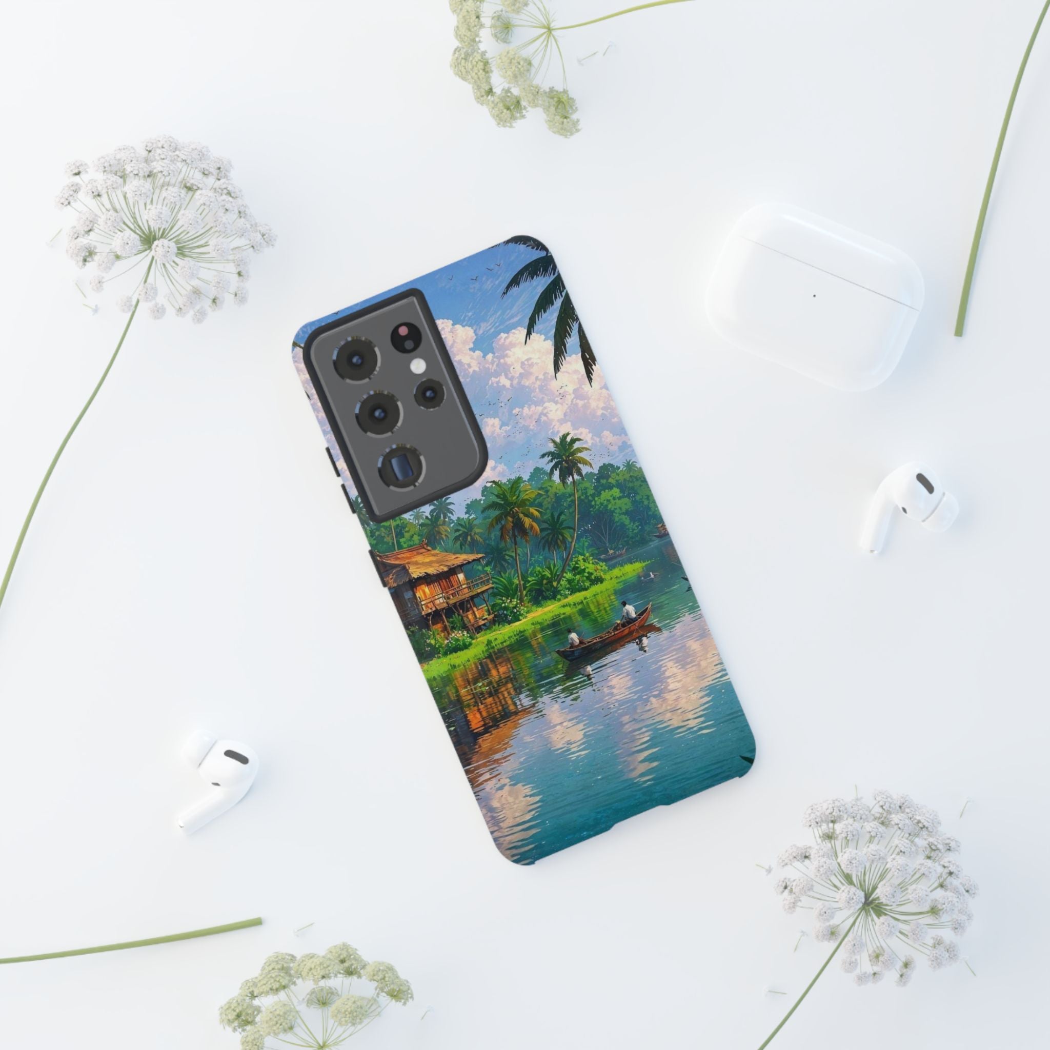 Tropical Landscape Phone Case, Nature Inspired Cover, Beach Vibe Gift, Artwork Protection Case, Summer Essentials Iphone and Samsung Cases
