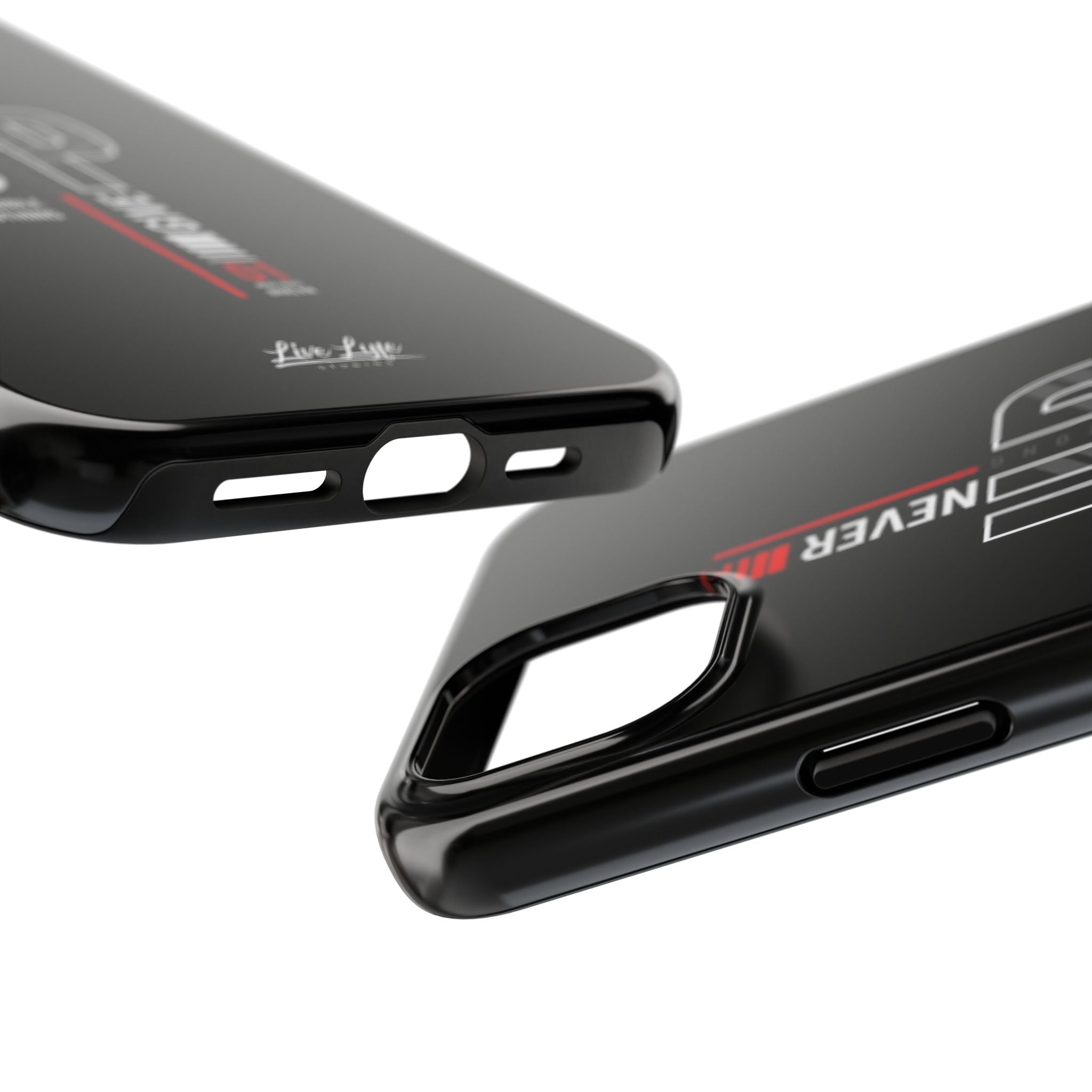 Never Give Up Motivational Phone Case – Sleek Black Inspirational Cover