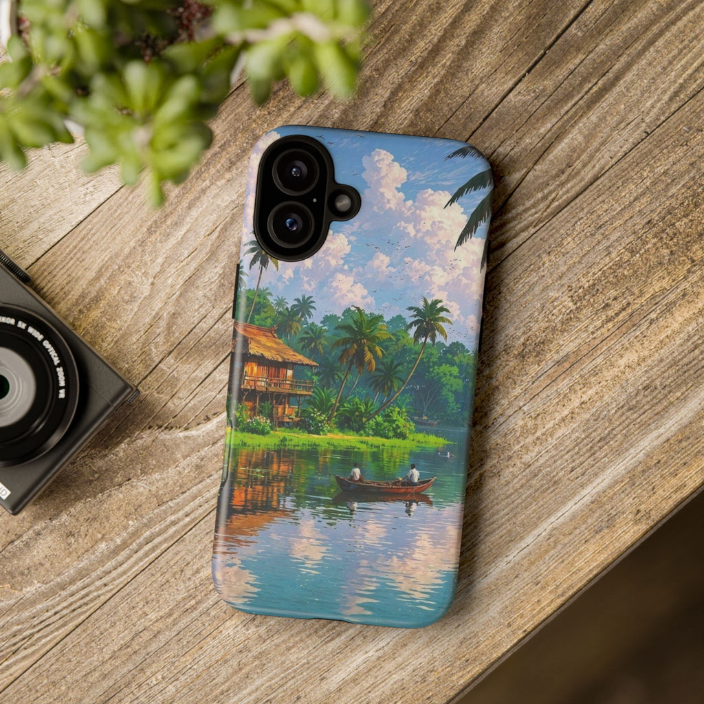 Tropical Landscape Phone Case, Nature Inspired Cover, Beach Vibe Gift, Artwork Protection Case, Summer Essentials Iphone and Samsung Cases