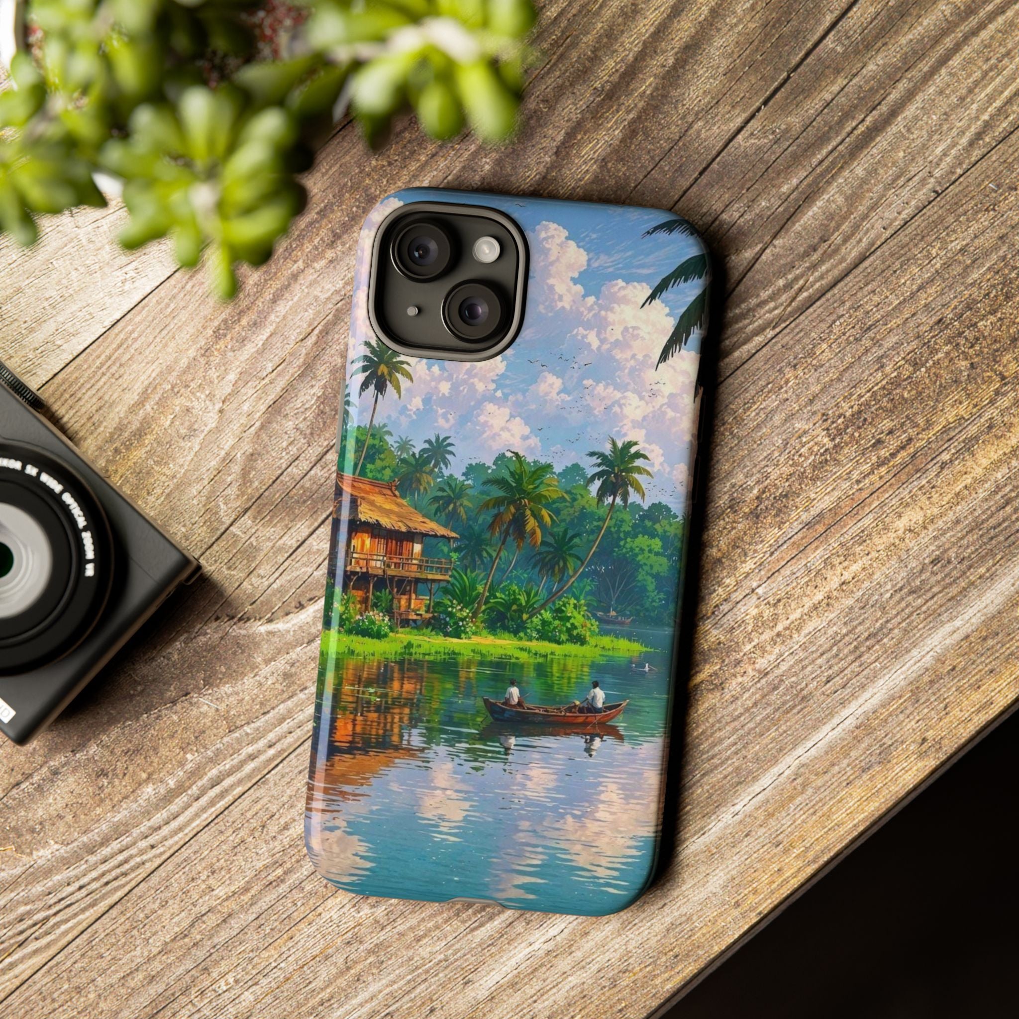 Tropical Landscape Phone Case, Nature Inspired Cover, Beach Vibe Gift, Artwork Protection Case, Summer Essentials Iphone and Samsung Cases