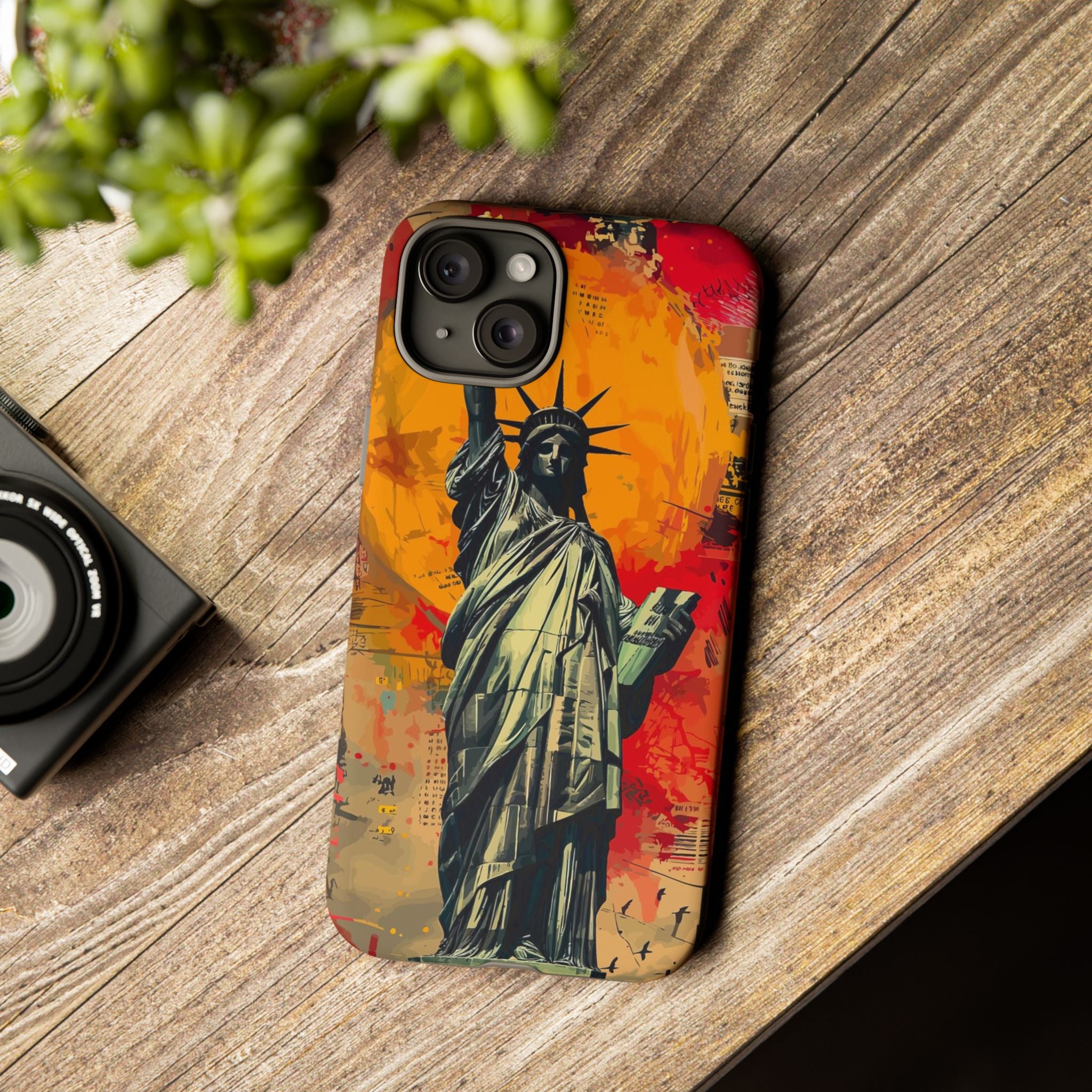 Graffiti Statue of Liberty Phone Case, Tough Cases for iPhone, Unique Phone Cover, Colorful Art Design, Gift for Her, Urban Style