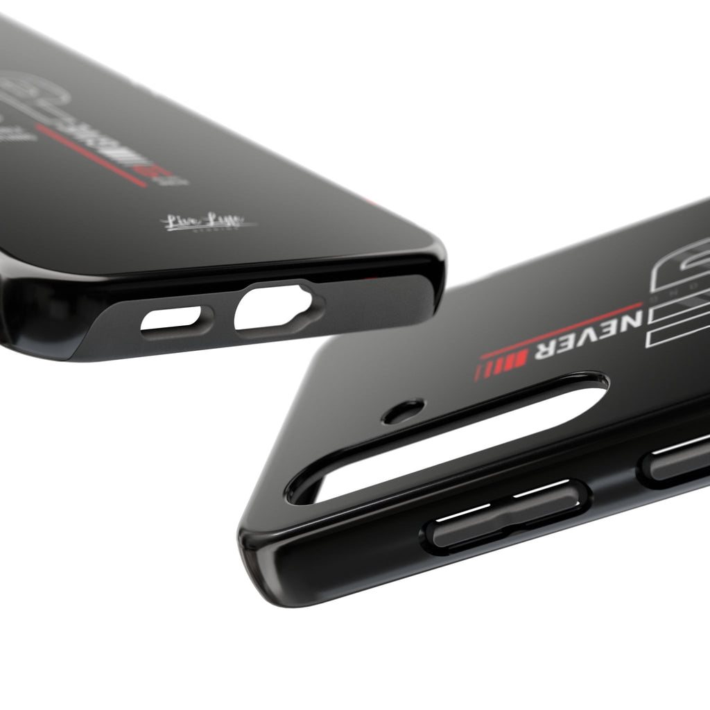 Never Give Up Motivational Phone Case – Sleek Black Inspirational Cover