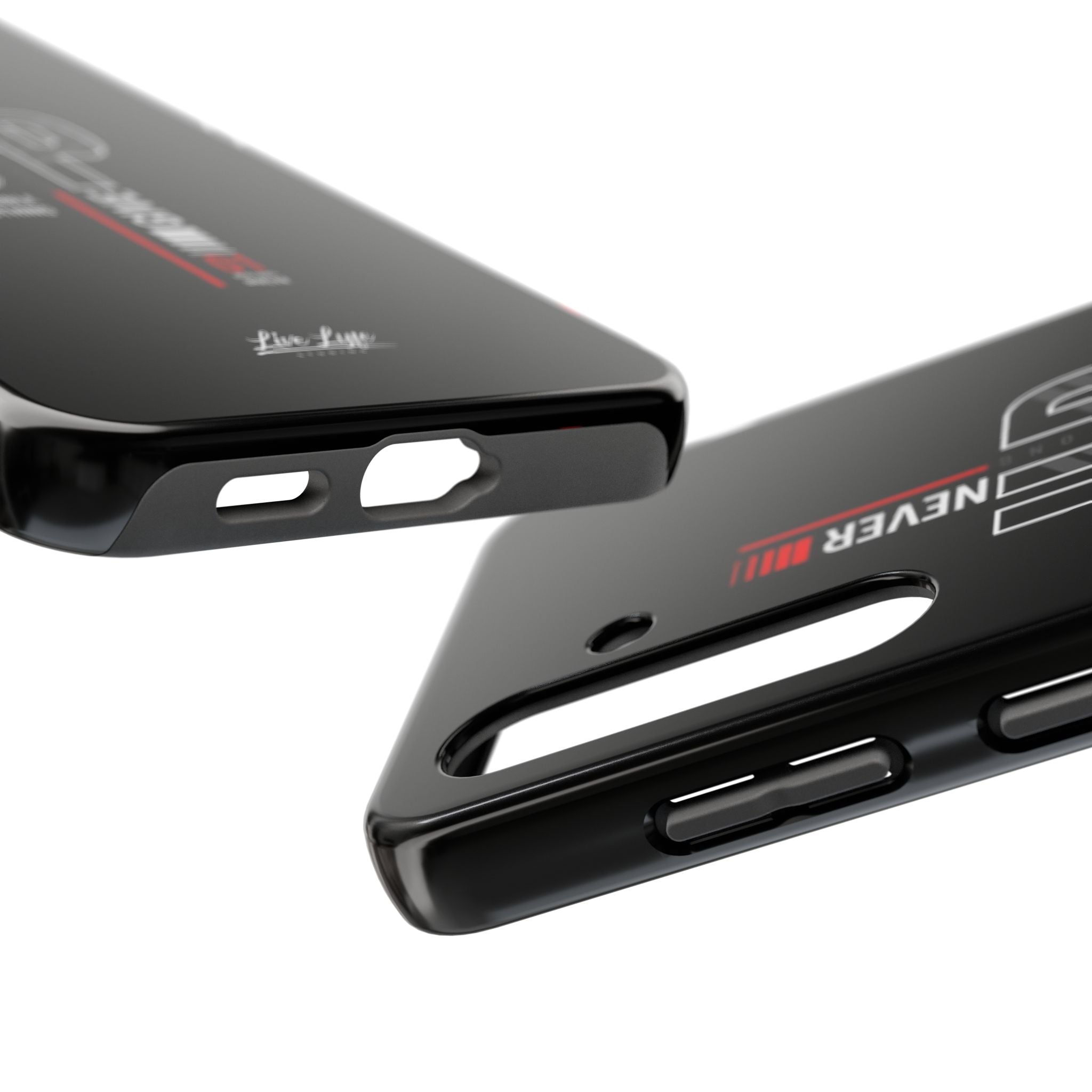 Never Give Up Motivational Phone Case – Sleek Black Inspirational Cover