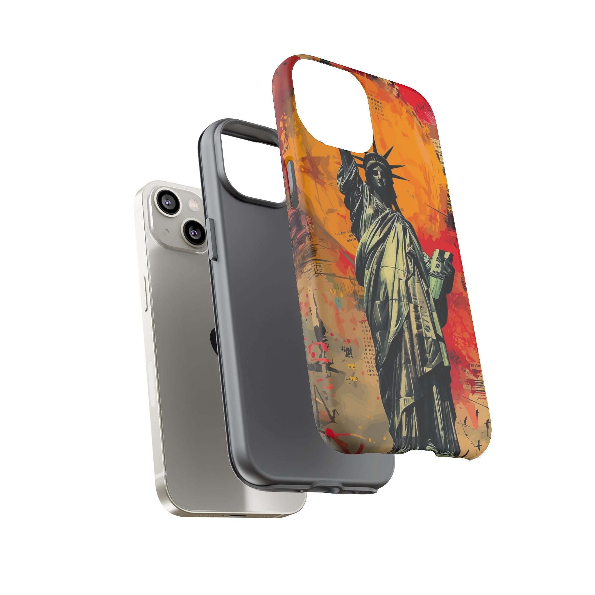 Graffiti Statue of Liberty Phone Case, Tough Cases for iPhone, Unique Phone Cover, Colorful Art Design, Gift for Her, Urban Style
