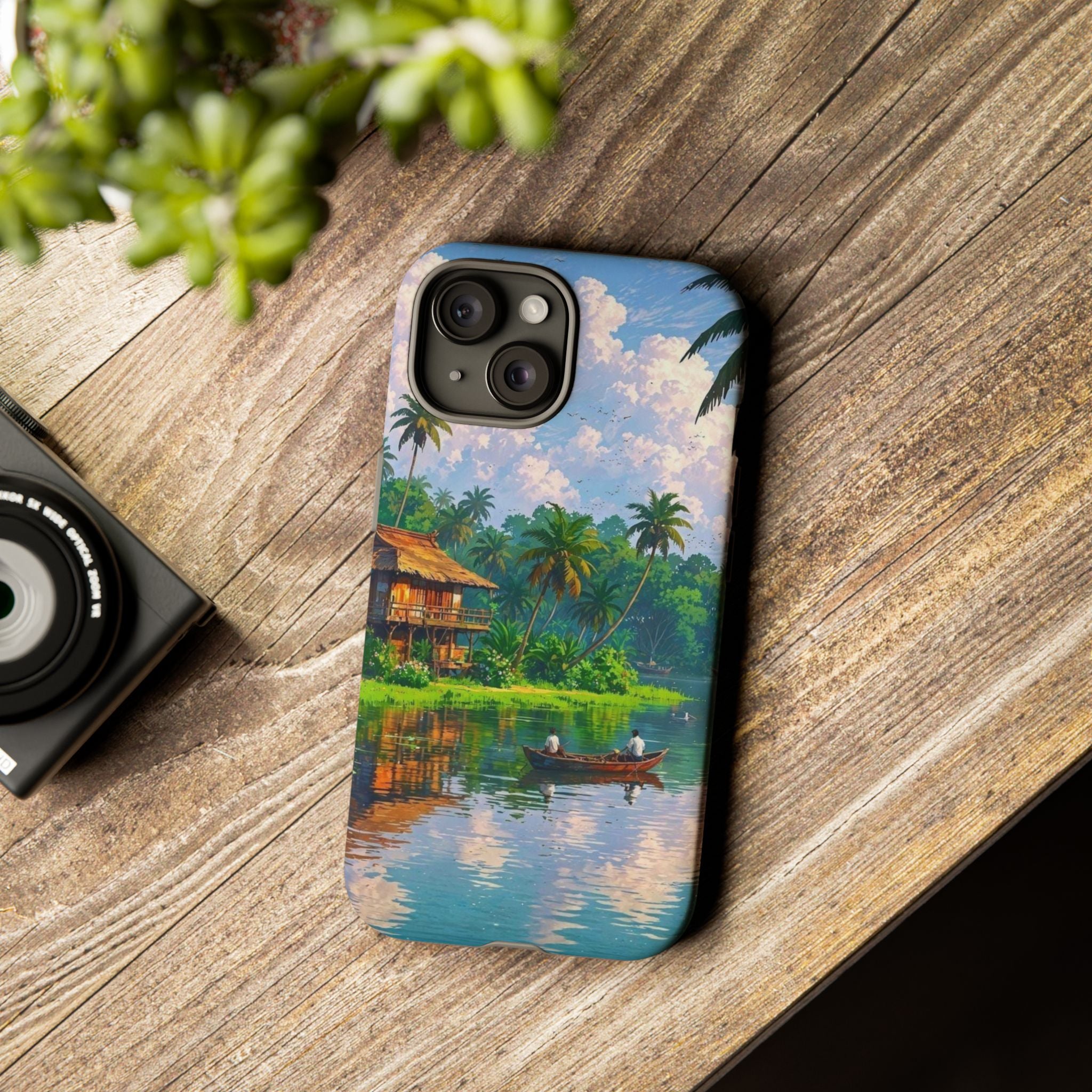 Tropical Landscape Phone Case, Nature Inspired Cover, Beach Vibe Gift, Artwork Protection Case, Summer Essentials Iphone and Samsung Cases